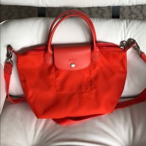Orange Longchamp Le Pliage Néo Top Handle Bag